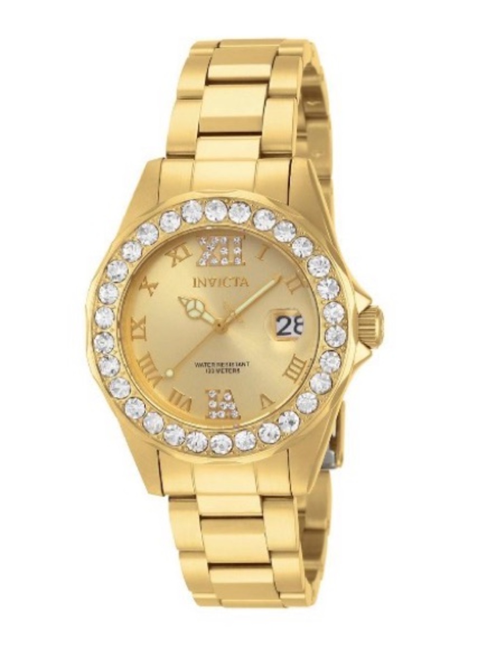Invicta Women's Gold-Tone Crystal Bezel Bracelet Watch